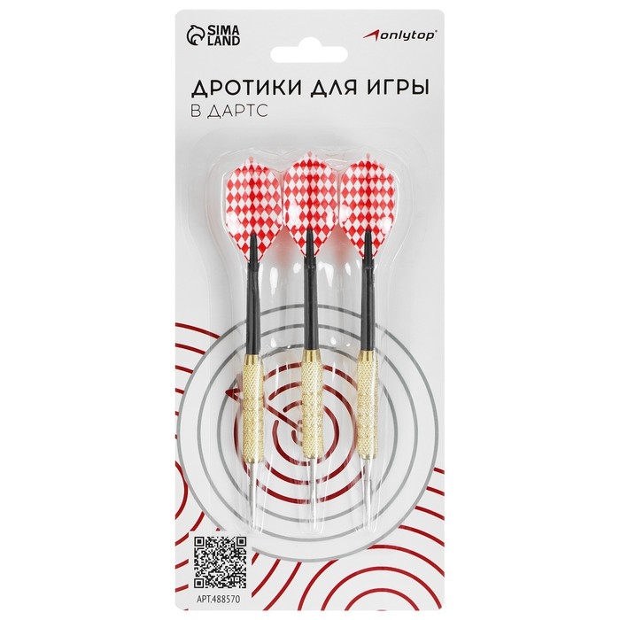 Дротики для дартса ONLYTOP, 3 шт., металлический наконечник, вес 18 г, цвета МИКС Дротики для дартса ONLYTOP, 3 шт., металлический наконечник, вес 18 г, цвета МИКС