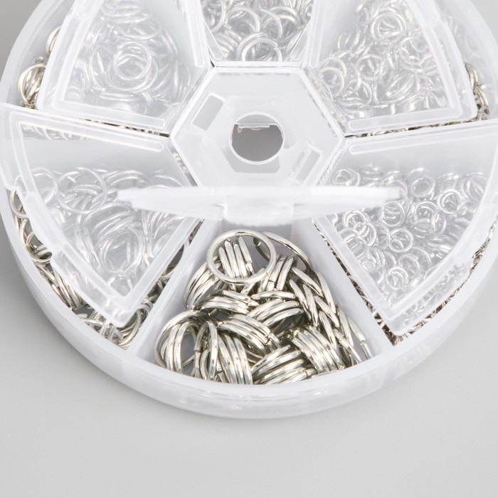 Кольца зажимные металл в шкатулке Кольца зажимные металл в шкатулке "Хром" 880 шт 8х8х2 см