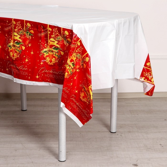 Новогодняя скатерть одноразовая «Счастливого нового года», 137х180 см Новогодняя скатерть одноразовая «Счастливого нового года», 137х180 см