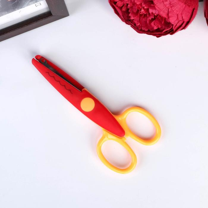 Ножницы рельефные цветные ручки, набор 12 шт МИКС