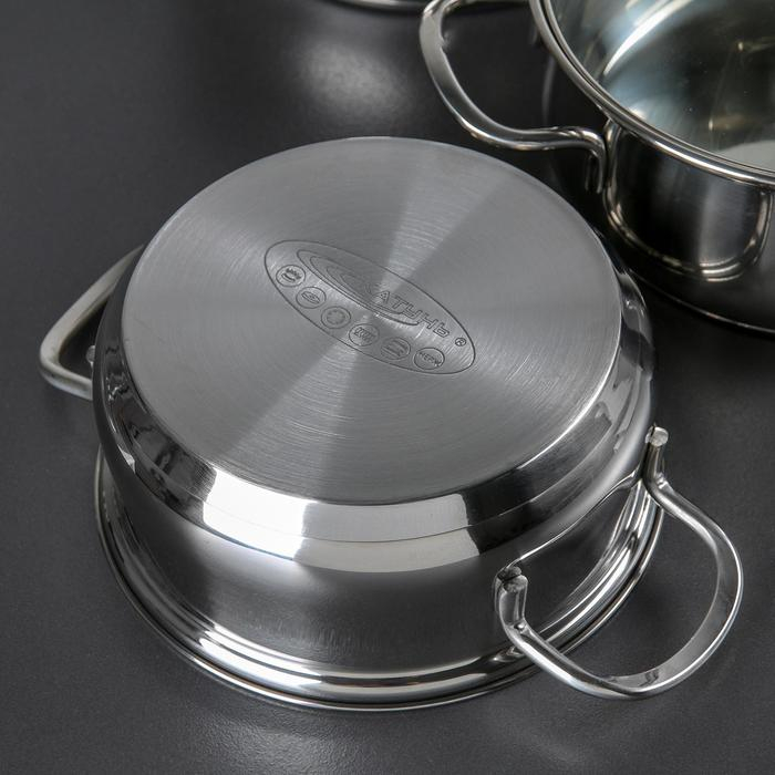 Набор кастрюль «Лира», 3 предмета: 1,6 л, 2,2 л, 3,2 л, стеклянные крышки, капсульное дно, индукция Набор кастрюль «Лира», 3 предмета: 1,6 л, 2,2 л, 3,2 л, стеклянные крышки, капсульное дно, индукция
