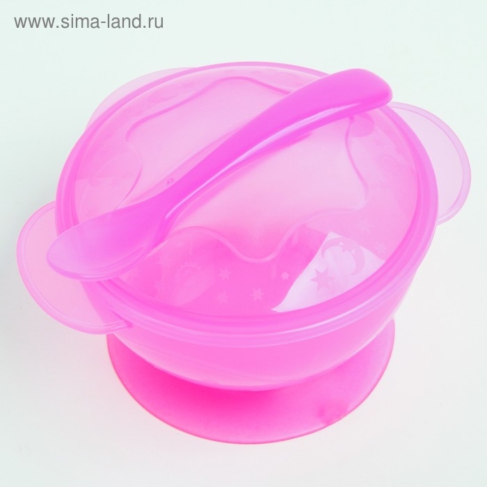 Набор детской посуды, 3 предмета: миска на присоске 330 мл, крышка, ложка, от 5 мес., цвета МИКС Набор детской посуды, 3 предмета: миска на присоске 330 мл, крышка, ложка, от 5 мес., цвета МИКС