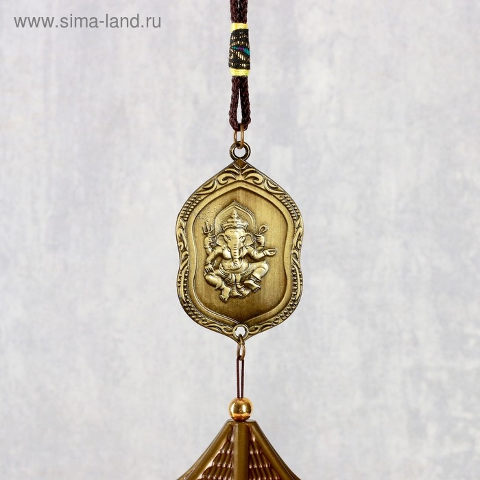 Музыка ветра металл Музыка ветра металл "Ганеша на медальоне" 3 колокольчика 43 см