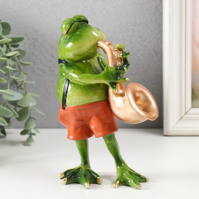 Сувенир полистоун лак Сувенир полистоун лак "Лягушонок с саксофоном" 16,5х10,5х6 см