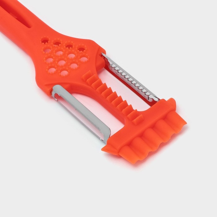 Овощерезка - рыбочистка фигурная 2 в 1 с тёркой Доляна, 21,5×6 см, цвет оранжевый Овощерезка - рыбочистка фигурная 2 в 1 с тёркой Доляна, 21,5×6 см, цвет оранжевый