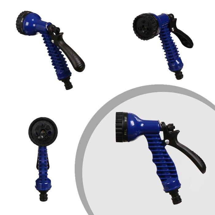 Шланг поливочный растягивающийся от 7,5 до 22,5 м, латекс, быстросъёмный, с поливочным пистолетом и штуцером, Greengo Шланг поливочный растягивающийся от 7,5 до 22,5 м, латекс, быстросъёмный, с поливочным пистолетом и штуцером, Greengo