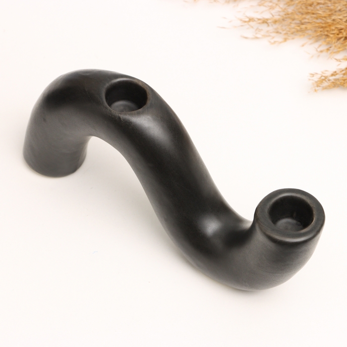 Подсвечник Подсвечник "Жасмин" черный глянец, 20х4х10см