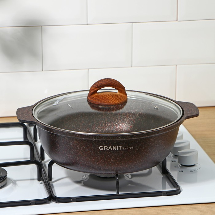 Кастрюля-жаровня Granit ultra, 3 л, d=28 см, антипригарное покрытие, цвет коричневый Кастрюля-жаровня Granit ultra, 3 л, d=28 см, антипригарное покрытие, цвет коричневый