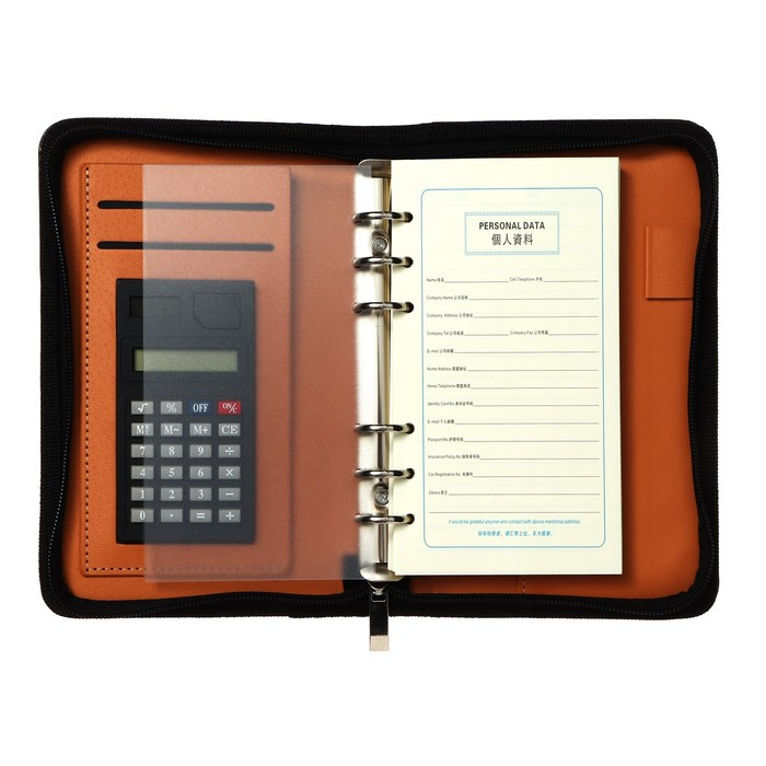 Органайзер на кольцах А6, 96 листов в линейку, на молнии с 3-х сторон, кожзам, МИКС Органайзер на кольцах А6, 96 листов в линейку, на молнии с 3-х сторон, кожзам, МИКС