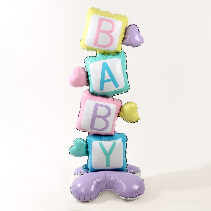 Шар фольгированный 62 Шар фольгированный 62" «Кубики — BABY» на подставке, под воздух