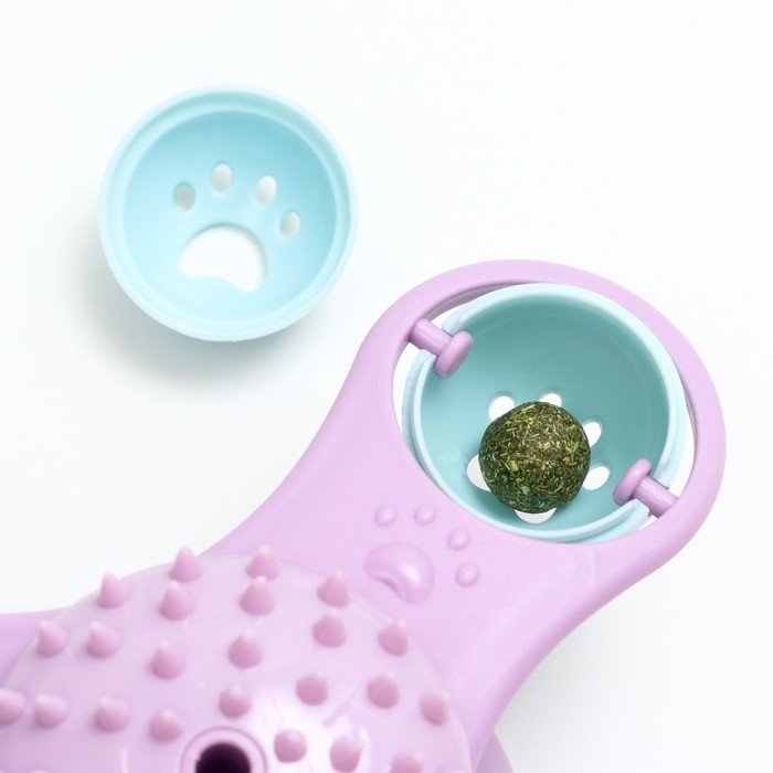 Игрушка-вертушка на присоске для кошек, 3 отсека с бубенчиками, микс цветов Игрушка-вертушка на присоске для кошек, 3 отсека с бубенчиками, микс цветов