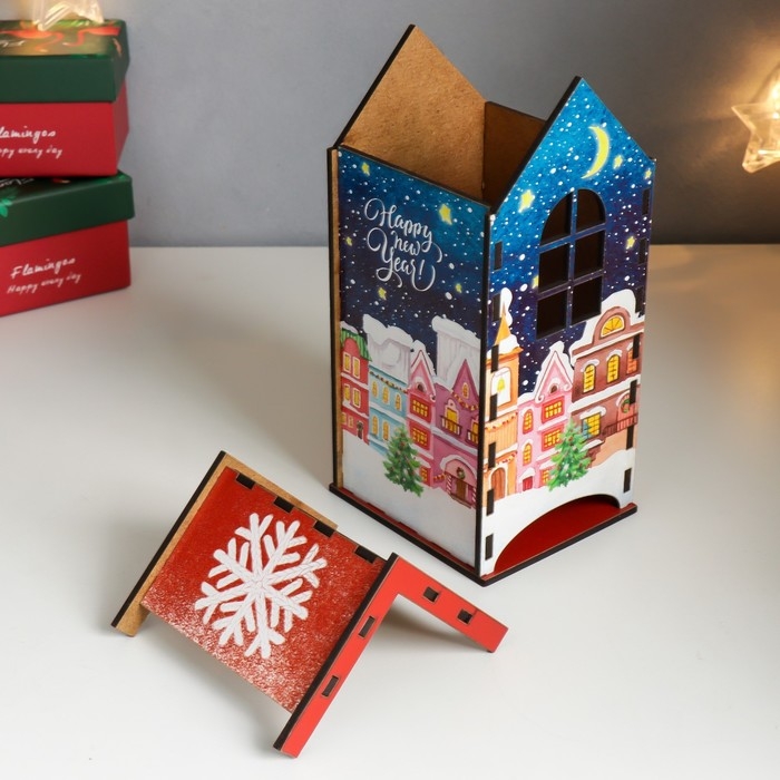 Новогодний чайный домик  Новогодний чайный домик "С Новым годом" 20х10,5х9.5 см