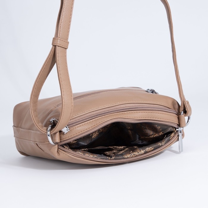 Сумка кросс-боди на молнии, цвет тёмно-бежевый Сумка кросс-боди на молнии, цвет тёмно-бежевый