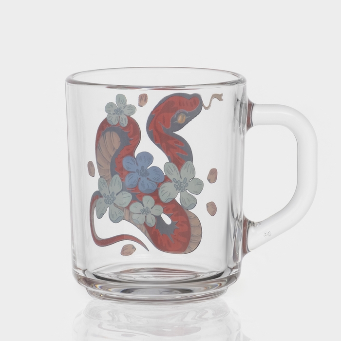 Кружка стеклянная чайная «Цветы и змеи», 200 мл, МИКС Кружка стеклянная чайная «Цветы и змеи», 200 мл, МИКС