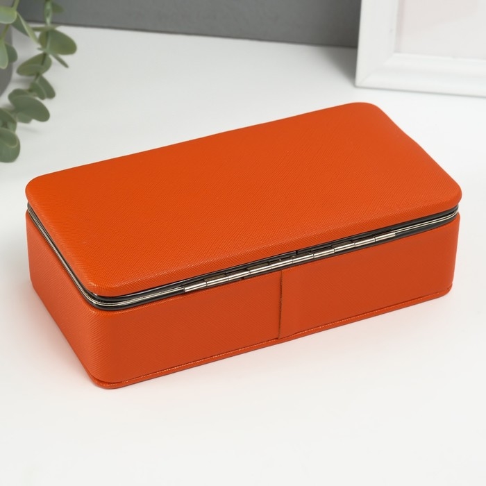 Шкатулка кожзам для украшений Шкатулка кожзам для украшений "Мелкая рябь" оранжевая 10х18х6 см