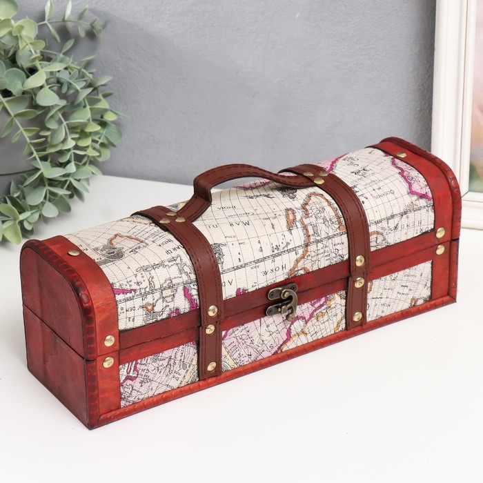 Шкатулка под бутылку  Шкатулка под бутылку "География" 33,5х11х12 см МИКС