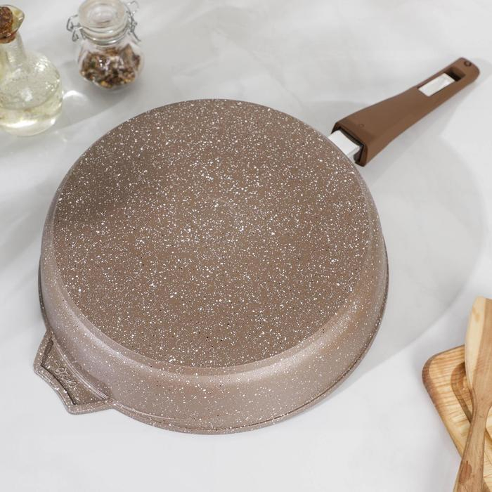 Сковорода «Гранит», d=28 см, съёмная ручка, стеклянная крышка, антипригарное покрытие, цвет коричневый Сковорода «Гранит», d=28 см, съёмная ручка, стеклянная крышка, антипригарное покрытие, цвет коричневый
