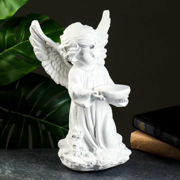 Фигура  Фигура "Ангел с чашей" белый 19х19х33см