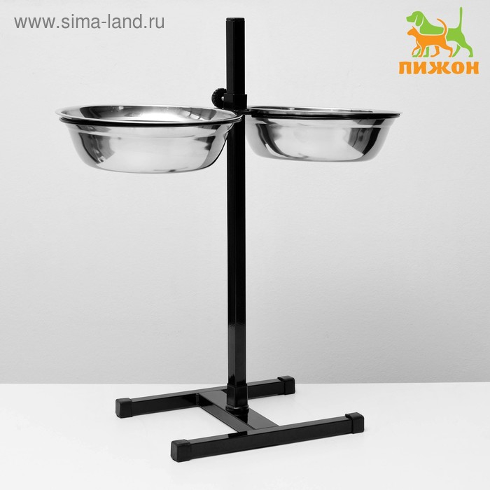 Подставка с мисками, 2 х 2,5 л, высота 60 см, разборная, чёрная Подставка с мисками, 2 х 2,5 л, высота 60 см, разборная, чёрная