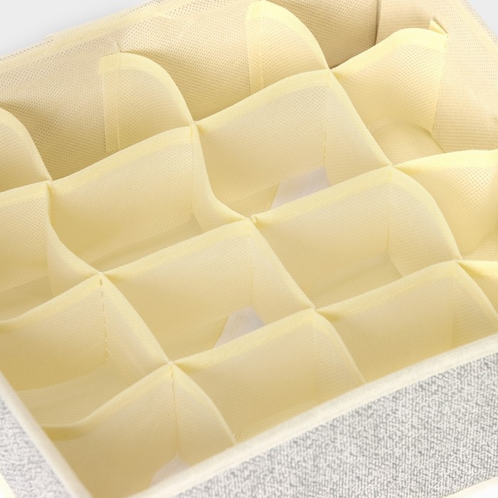 Органайзер для хранения белья Доляна «Европа», 16 ячеек, 27×25×10 см, цвет бежевый Органайзер для хранения белья Доляна «Европа», 16 ячеек, 27×25×10 см, цвет бежевый