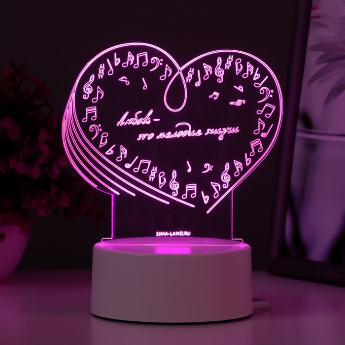 Светильник  Светильник "Любовь" LED RGB от сети 14,2х9,5х12,6 см RISALUX