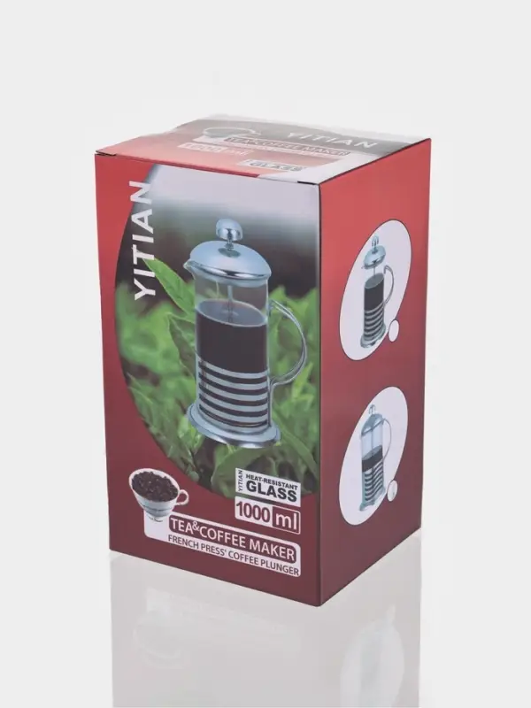 Френч-пресс стеклянный Доляна &laquo;Фараон&raquo;, 1 л, 15.5&times;12&times;24.5 см