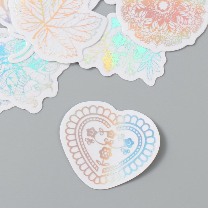 Наклейка пластик Наклейка пластик "Голография. Цветы" набор 38 шт 13х11,5х0,5 см