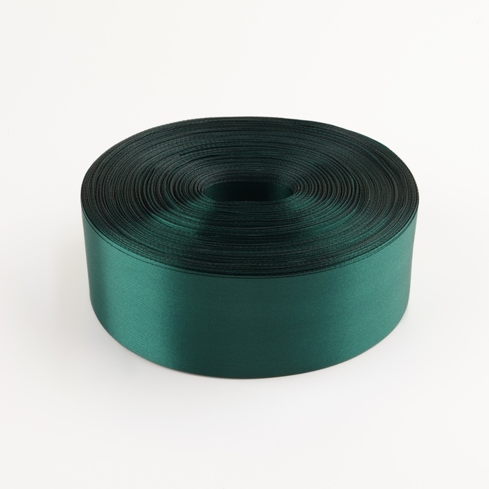 Лента атласная, 50 мм × 100 ± 5 м, цвет тёмно-зелёный Лента атласная, 50 мм × 100 ± 5 м, цвет тёмно-зелёный