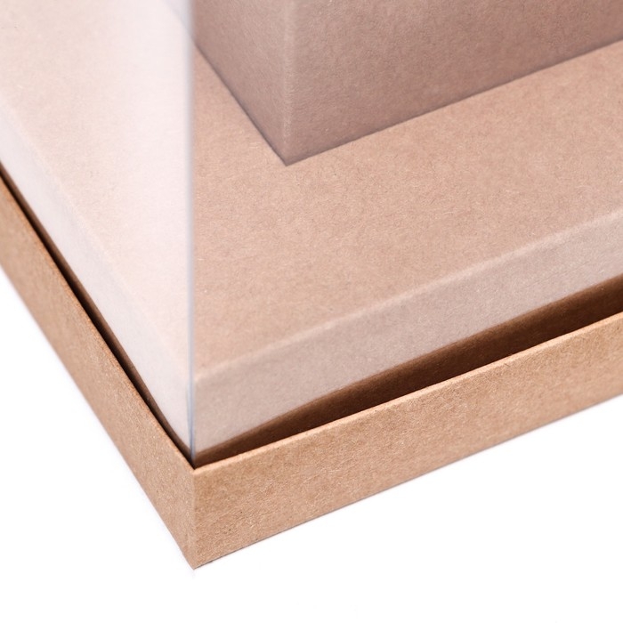 Коробка для цветов с вазой и PVC окнами, складная, 16 х 23 х 16 см, крафт Коробка для цветов с вазой и PVC окнами, складная, 16 х 23 х 16 см, крафт