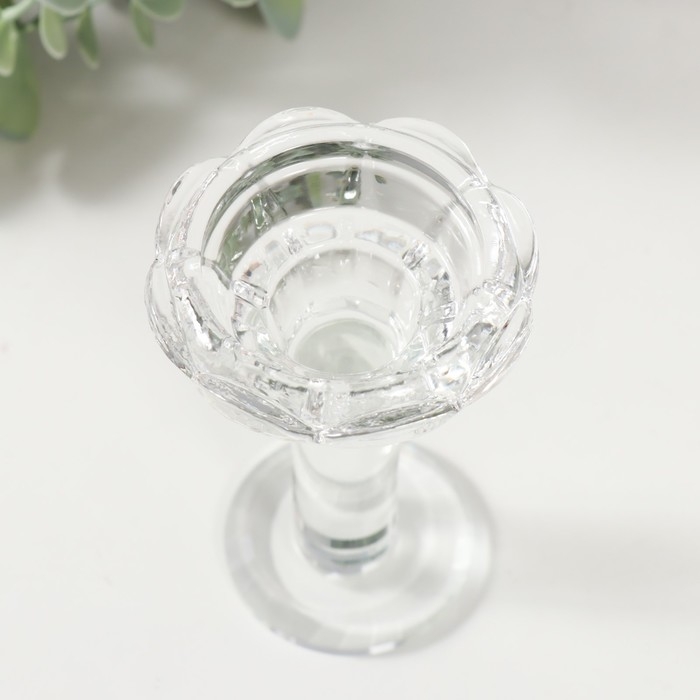Подсвечник стекло на 1 свечу Подсвечник стекло на 1 свечу "Бутон на ножке" d=2 и 3,5см 6,7х6,7х10,5 см