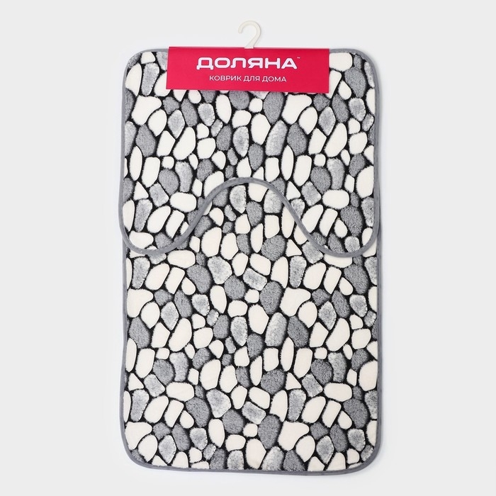Набор ковриков для ванной и туалета Доляна «Галька», 2 шт, 40×49 см, 50×80 см