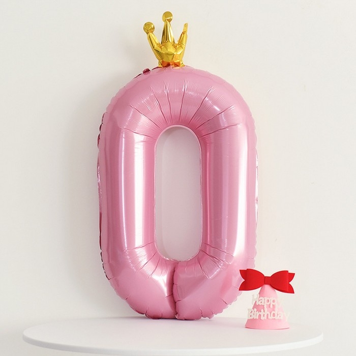 Шар фольгированный 40" &laquo;Цифра 0 с короной&raquo;, цвет розовый