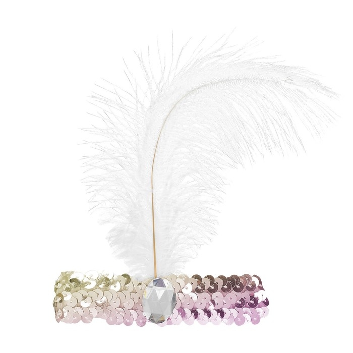 Повязка на голову, с пером, цвет белый Повязка на голову, с пером, цвет белый