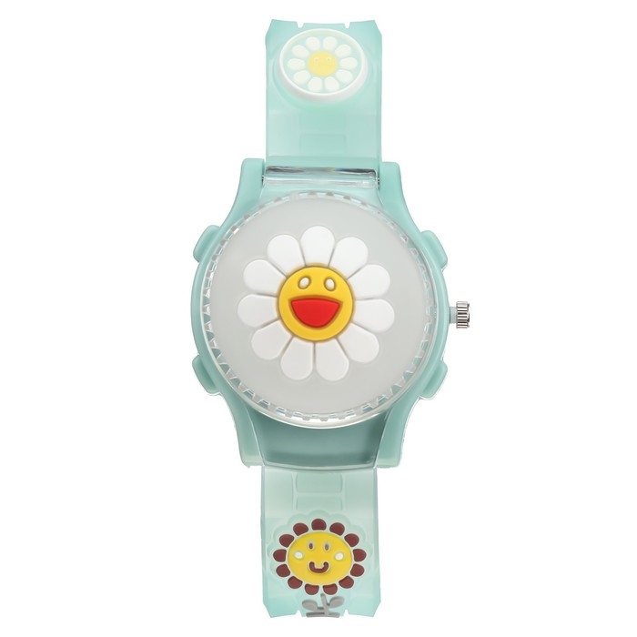 Часы наручные детские, "Подсолнух", d-3,5 см, ремешок силикон l-21,5 см, с подсветкой