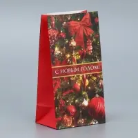 Пакет подарочный без ручек «С НОВЫМ ГОДОМ!», 10×19.5×7 см