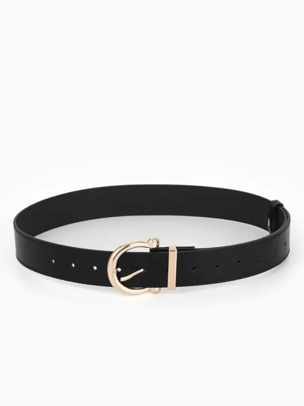 Ремень женский, 4&times;110 см, без винта, пряжка золотистая, 1 прокол, чёрный