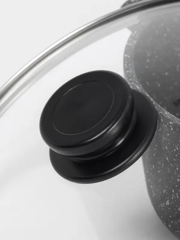 Крышка для сковороды и кастрюли Доляна, d=24 см, нержавеющий обод, пластиковая ручка, стекло, прозрачная