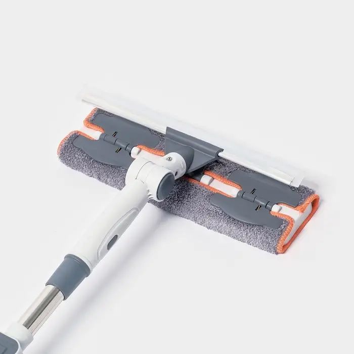 Оконная швабра с креплением на зажимах 28&times;8 см, длина 103-145 см, 2 насадки, 45+180 поворот