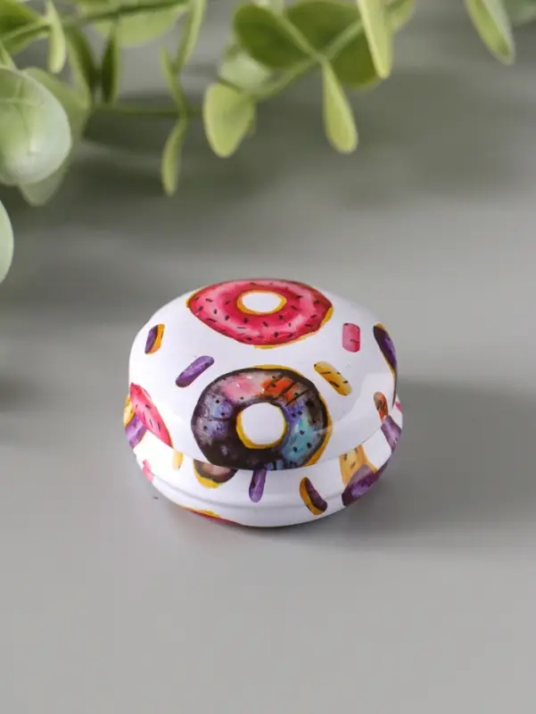 Шкатулка металл круглая "Пончики" набор 12 шт 4х4х2 см