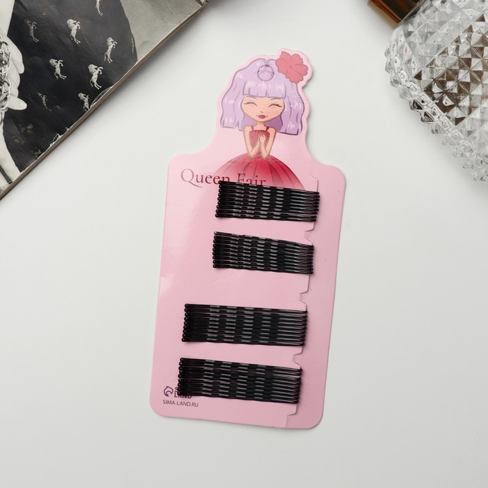 Невидимка для волос  Невидимка для волос "Тейлор" (набор 36 шт) ребристые, 4,5 и 5,3 см, чёрный