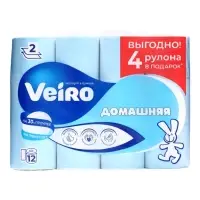 Бумага туалетная Veiro &laquo;Домашняя&raquo;, 2 слоя, 12 рулонов