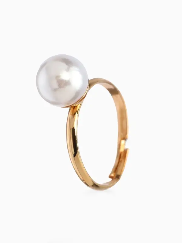 Кольцо &laquo;Выбражулька. Бусинка. Как у мамы&raquo;, белое в золоте, безразмерное