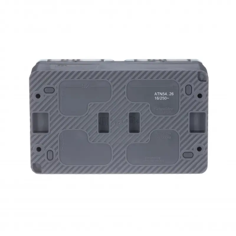 AtlasDesign Profi54 розетка двойная с заземлением со шторками IP54 16А 250B, АНТРАЦИТ, Россия