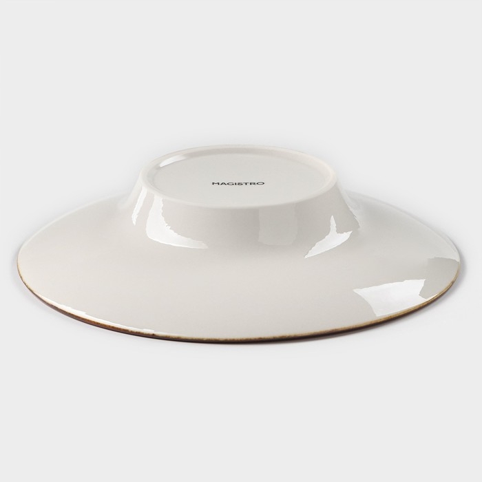 Тарелка фарфоровая для пасты Magistro «Церера», 160 мл, d=21 см, цвет оранжевый Тарелка фарфоровая для пасты Magistro «Церера», 160 мл, d=21 см, цвет оранжевый