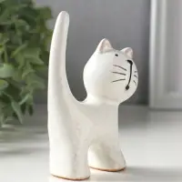 Сувенир керамика "Поющий серый кот" 7,6х3,6х10,6 см