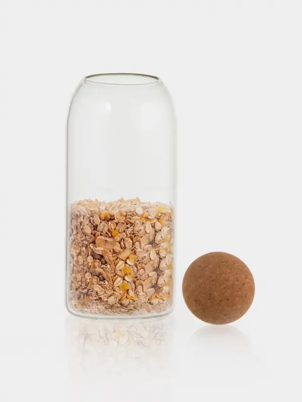 Банка для хранения сыпучих &laquo;Эко&raquo;, 1.2 л, 9.5&times;24 см, с пробковой крышкой, стекло