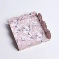 Коробка для печенья, кондитерская упаковка с пластиковой крышкой, «Цветы», 10.5 х 10.5 х 3 см