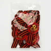 Значок с лентой с лентой "9 мая колос" красный