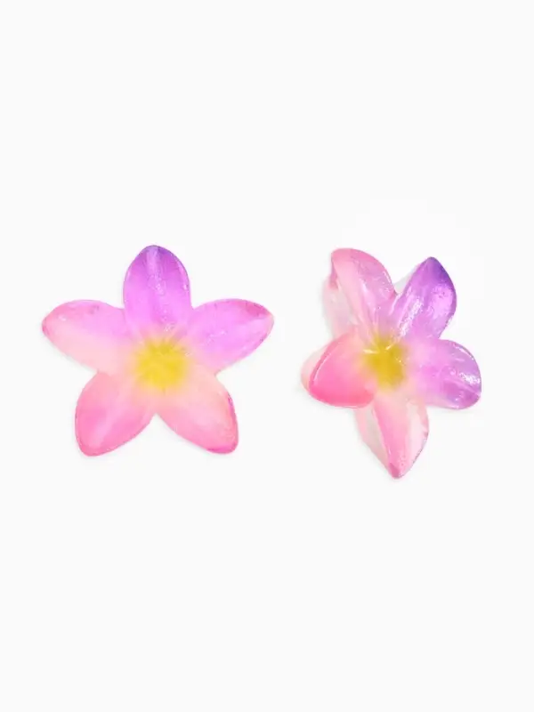 Серьги пластик &laquo;Цветок Лилии&raquo;, прозрачные, блёстка, розовый, фиолетовый