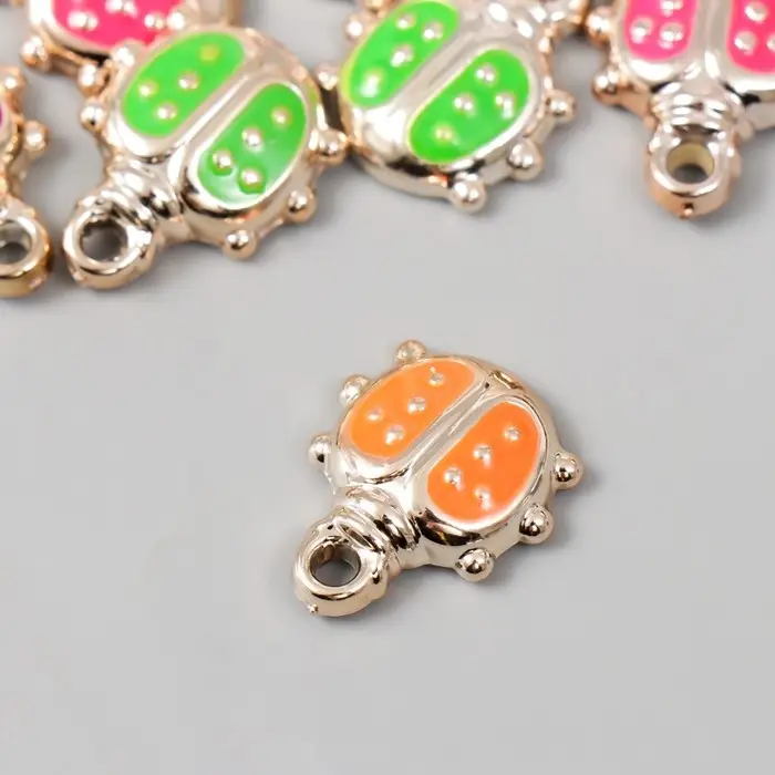 Декор для творчества пластик под металл "Божья коровка яркая" МИКС набор 10 шт 2,1х1,7 см